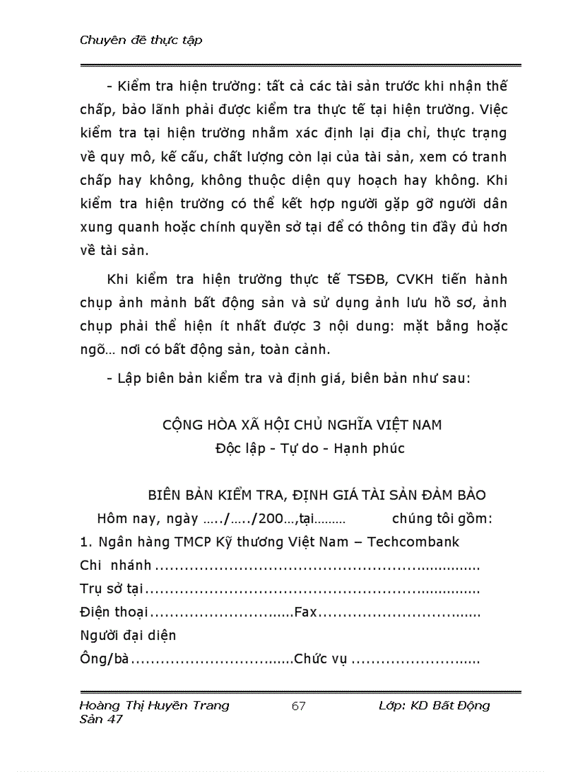 image for page Hoàn thiện công tác định giá đất tại ngân hàng tmcp kỹ thương TechcomBank