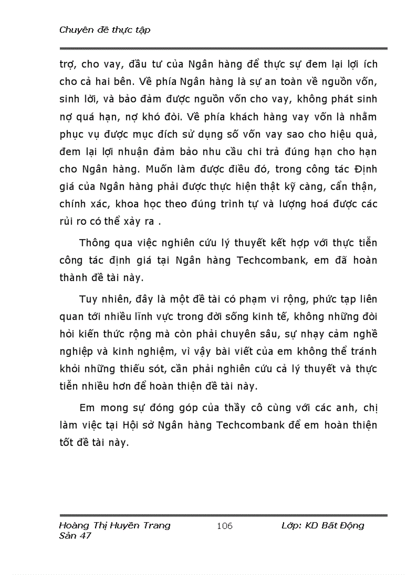 image for page Hoàn thiện công tác định giá đất tại ngân hàng tmcp kỹ thương TechcomBank