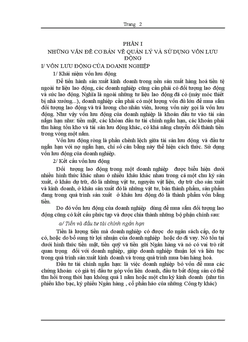image for page Tài Phân tích tình hình quản lý và sử dụng vốn lưu động tại Công ty Hữu Nghị Đà Nẵng