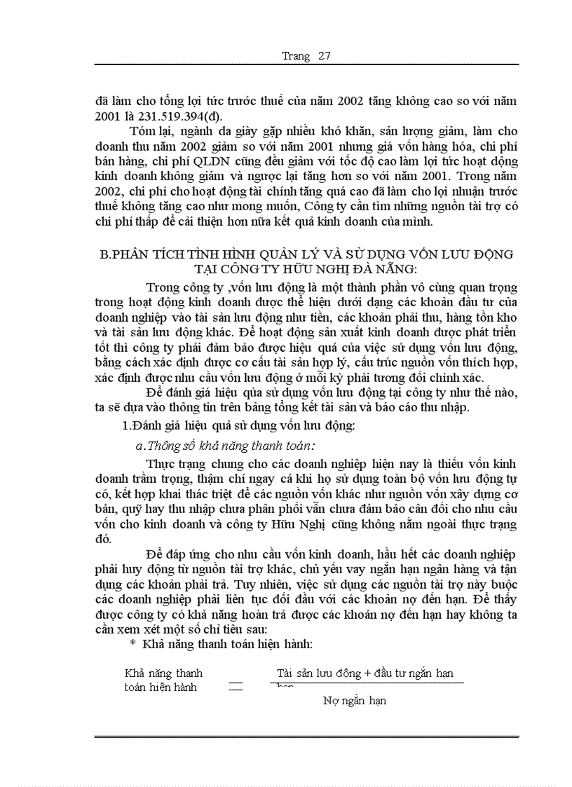 image for page Tài Phân tích tình hình quản lý và sử dụng vốn lưu động tại Công ty Hữu Nghị Đà Nẵng