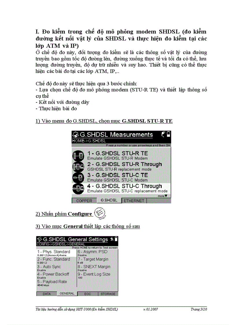image for page Sử dụng máy đo HST 3000 đo kiểm G SHDSL
