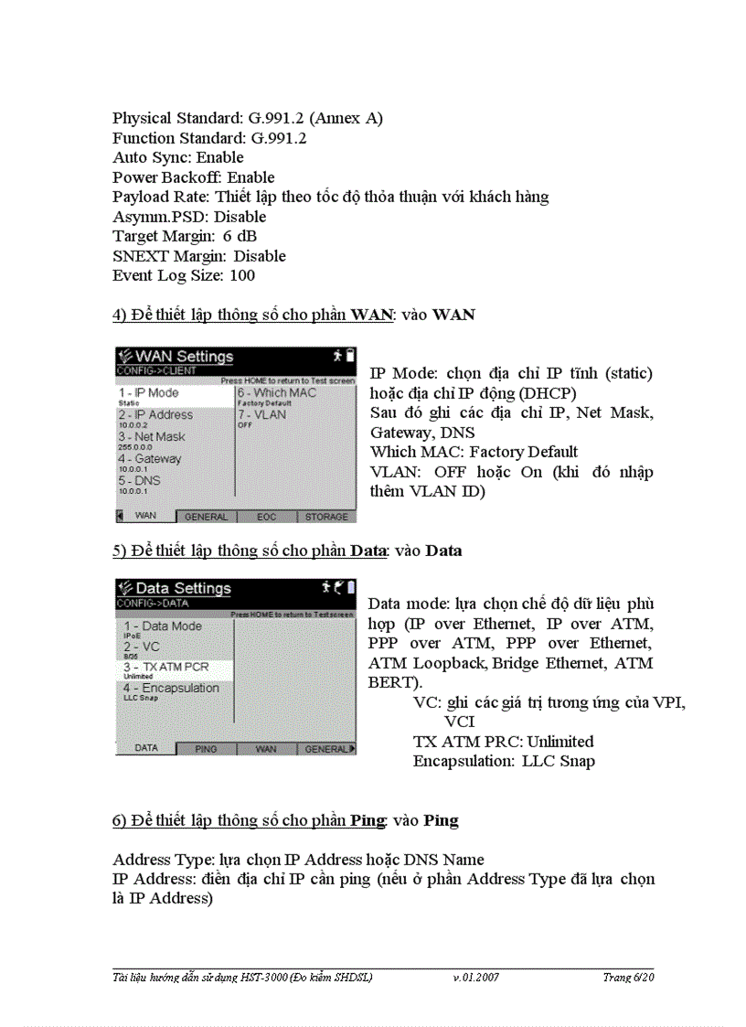 image for page Sử dụng máy đo HST 3000 đo kiểm G SHDSL