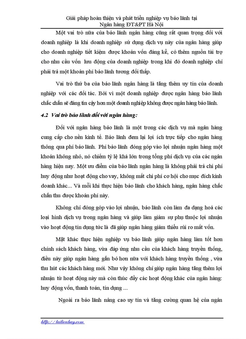image for page Hoàn thiện và phát triển nghiệp vụ bảo lãnh tại Ngân hàng ĐT PT Hà Nội