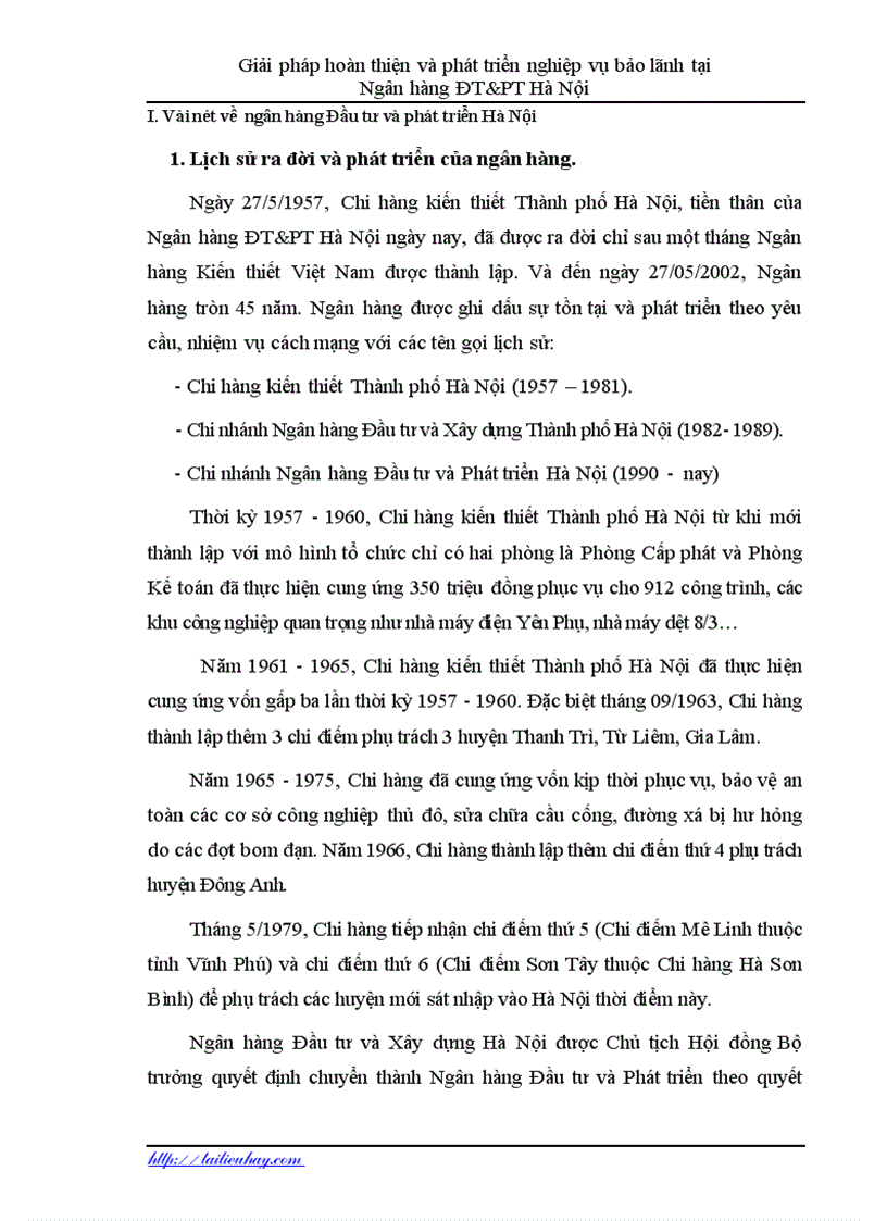 image for page Hoàn thiện và phát triển nghiệp vụ bảo lãnh tại Ngân hàng ĐT PT Hà Nội