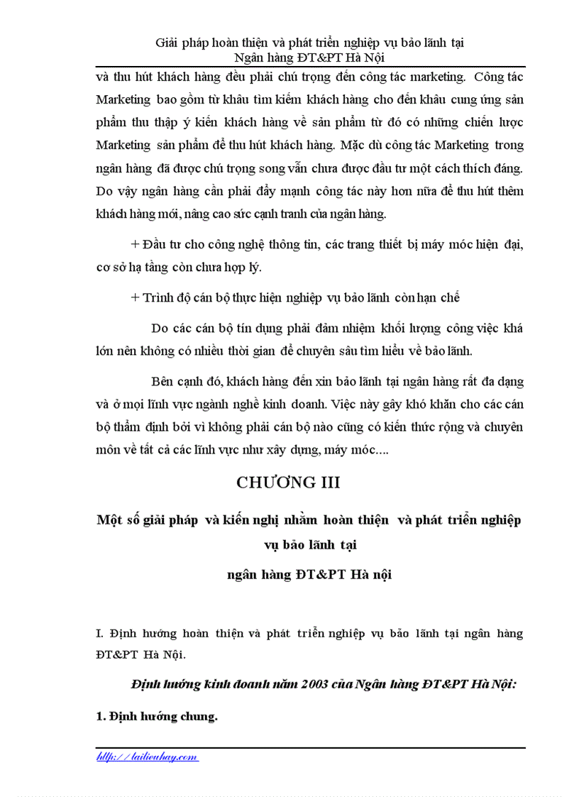 image for page Hoàn thiện và phát triển nghiệp vụ bảo lãnh tại Ngân hàng ĐT PT Hà Nội