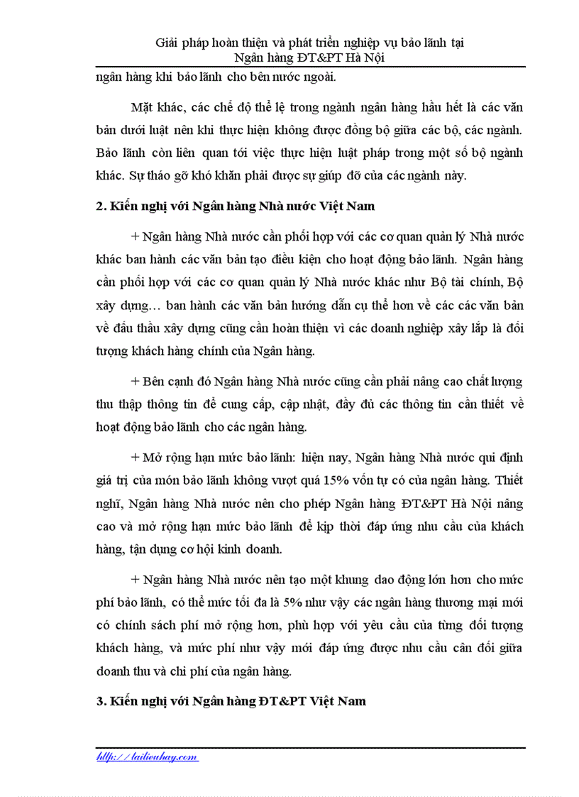 image for page Hoàn thiện và phát triển nghiệp vụ bảo lãnh tại Ngân hàng ĐT PT Hà Nội