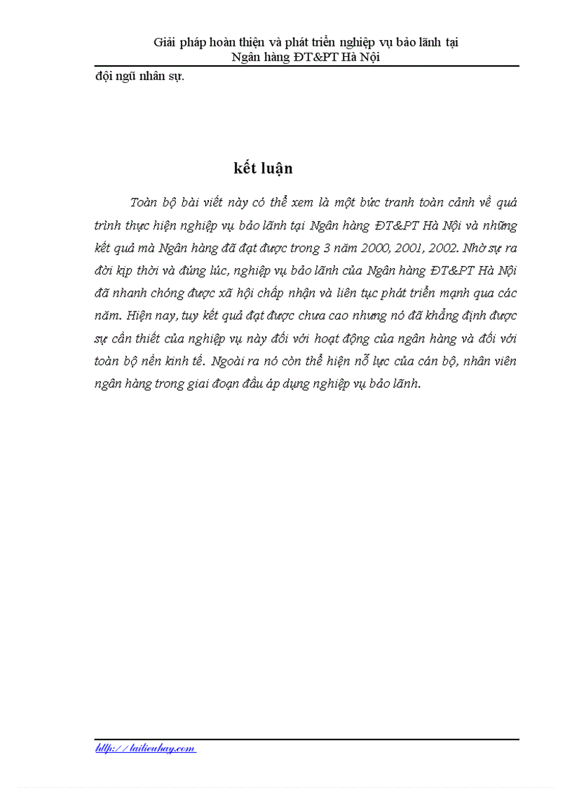 image for page Hoàn thiện và phát triển nghiệp vụ bảo lãnh tại Ngân hàng ĐT PT Hà Nội