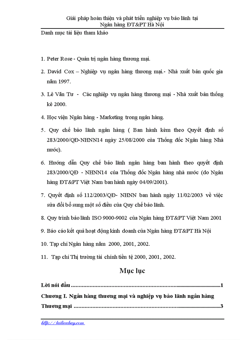 image for page Hoàn thiện và phát triển nghiệp vụ bảo lãnh tại Ngân hàng ĐT PT Hà Nội