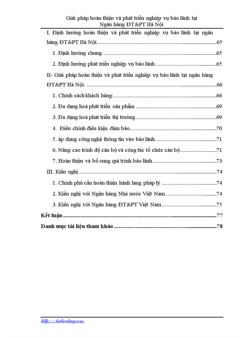 image for page Hoàn thiện và phát triển nghiệp vụ bảo lãnh tại Ngân hàng ĐT PT Hà Nội