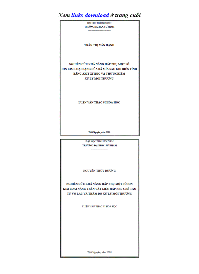 image for page Tuyển tập một số luận văn 26 LV Thạc sĩ Hóa phân tích của ĐH Thái Nguyên