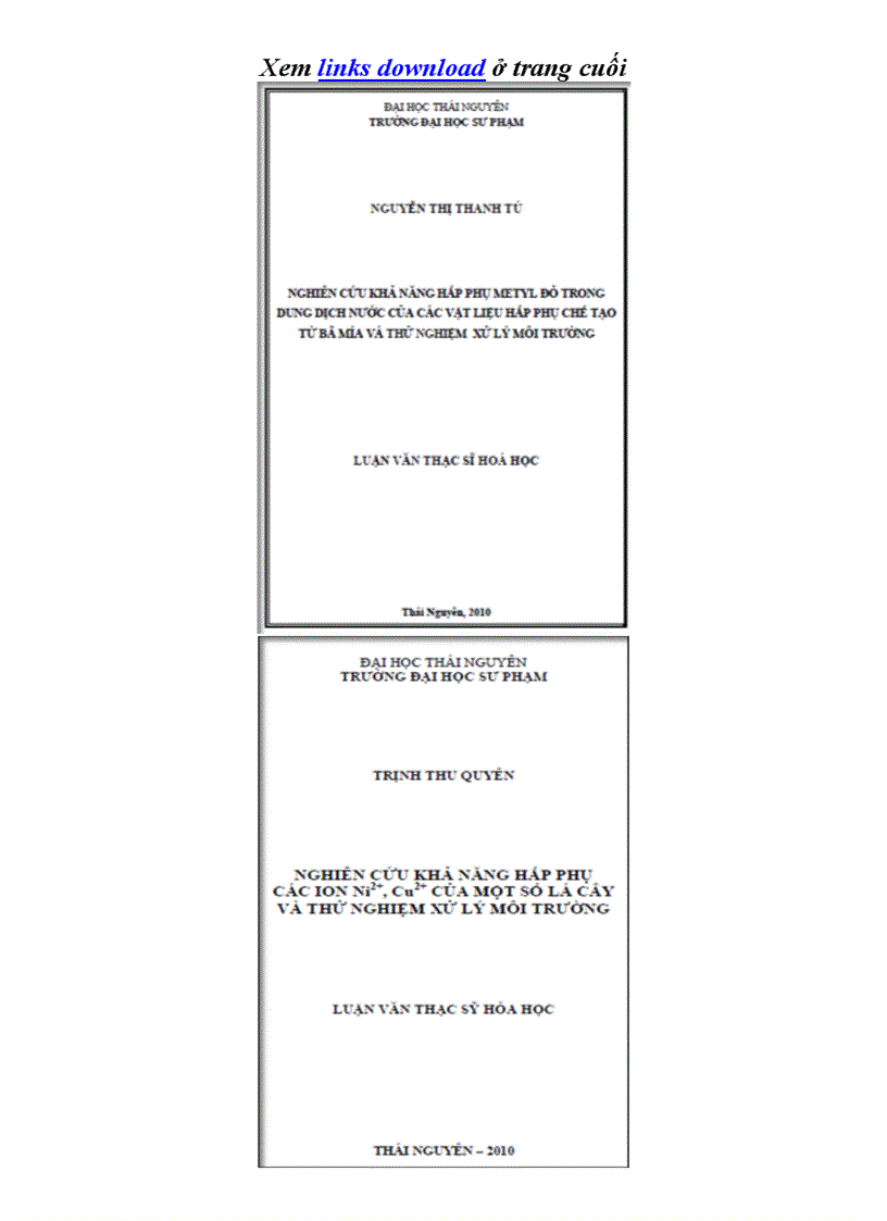 image for page Tuyển tập một số luận văn 26 LV Thạc sĩ Hóa phân tích của ĐH Thái Nguyên
