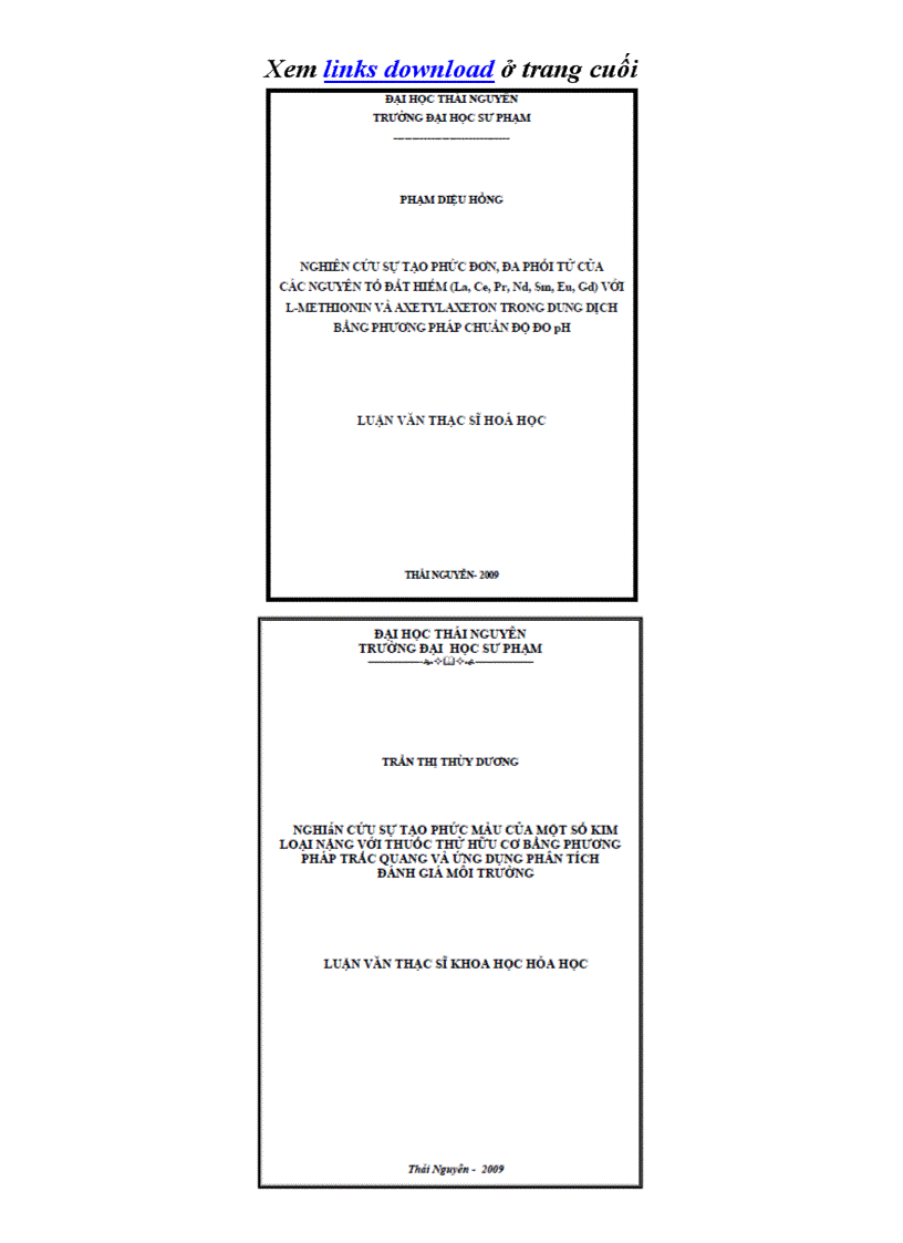 image for page Tuyển tập một số luận văn 26 LV Thạc sĩ Hóa phân tích của ĐH Thái Nguyên