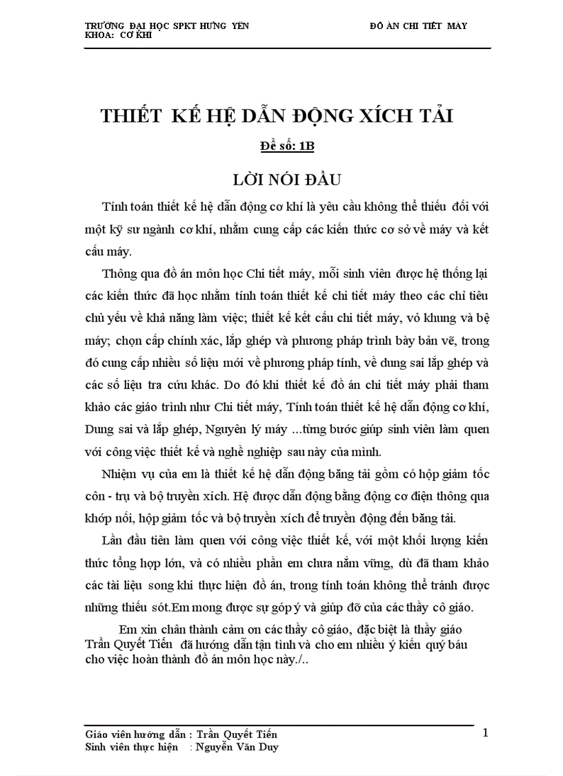 image for page Thiết kế hệ dẫn động băng tải gồm có hộp giảm tốc côn trụ và bộ truyền đa