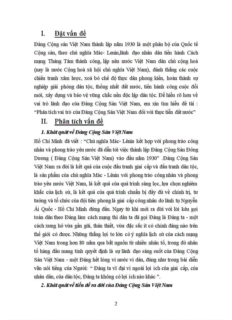 image for page Phân tích vai trò của Đảng Cộng Sản Việt Nam đối với thực tiễn đất nước