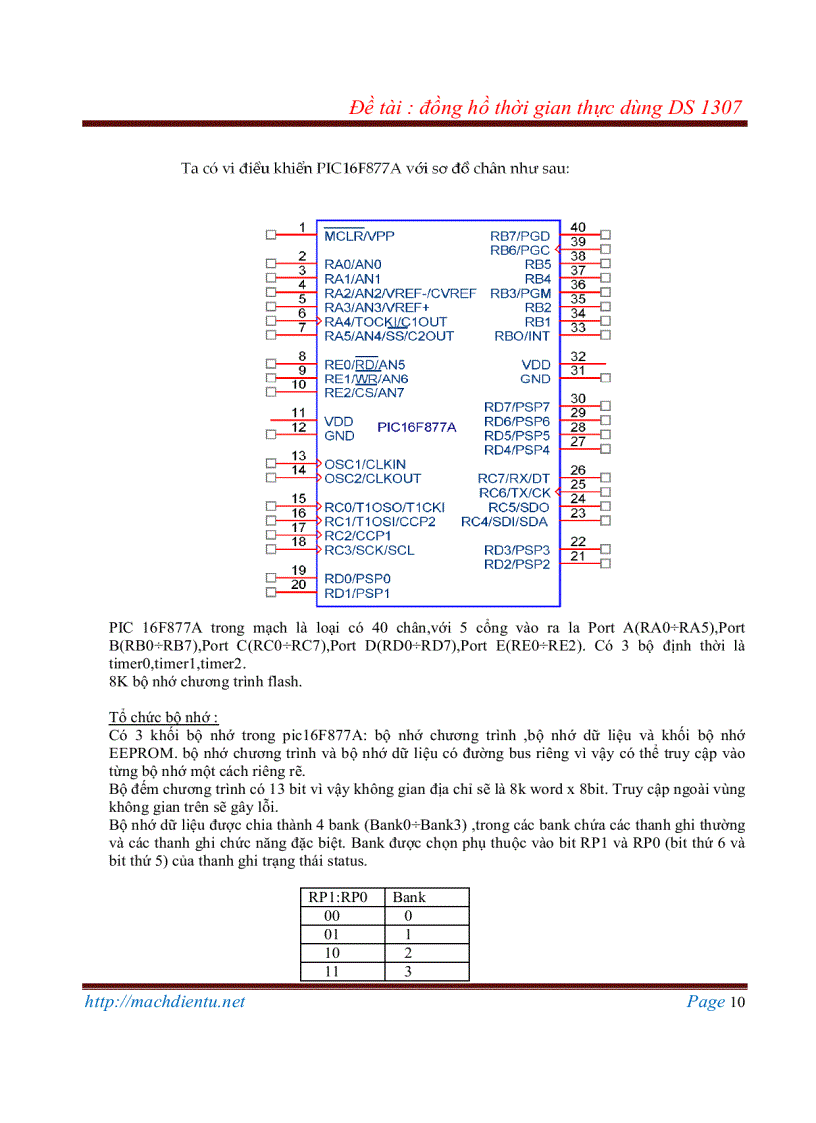 image for page Đồng hồ thời gian thực DS1307 PIC16F877A