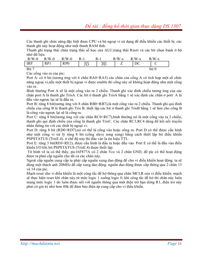 image for page Đồng hồ thời gian thực DS1307 PIC16F877A