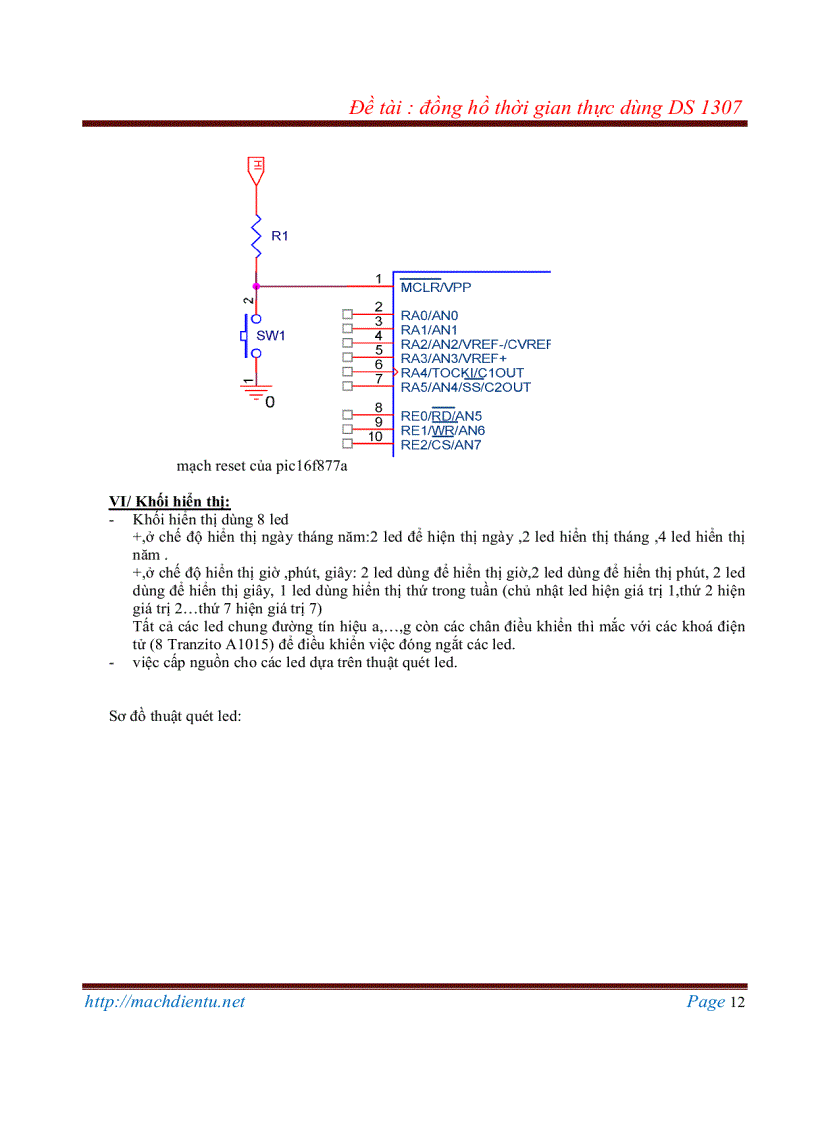 image for page Đồng hồ thời gian thực DS1307 PIC16F877A