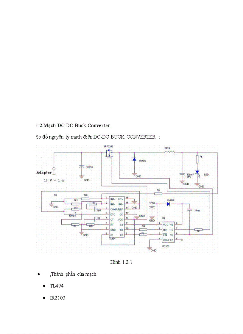 image for page Báo cáo Ứng dụng TL494 thiết kế mạch DC DC Buck converter DHBKHN