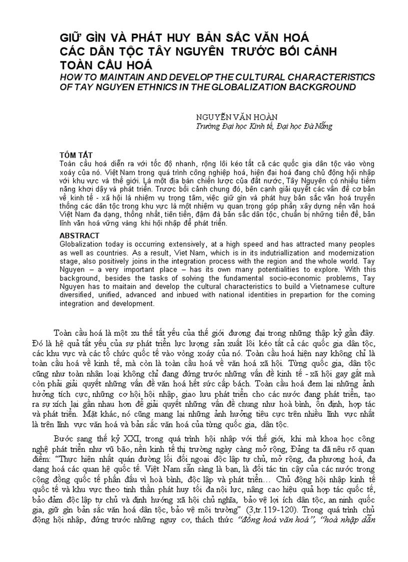 image for page Giữ gìn và phát huy bản sắc văn hoá các dân tộc tây nguyên trước bối cảnh toàn cầu hoá