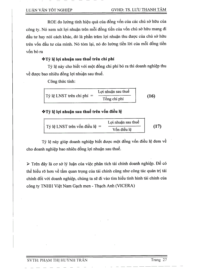 image for page Phân tích tình hình tài chính công ty TNHH Việt Nam Gạch Men Thạch Anh Vicera