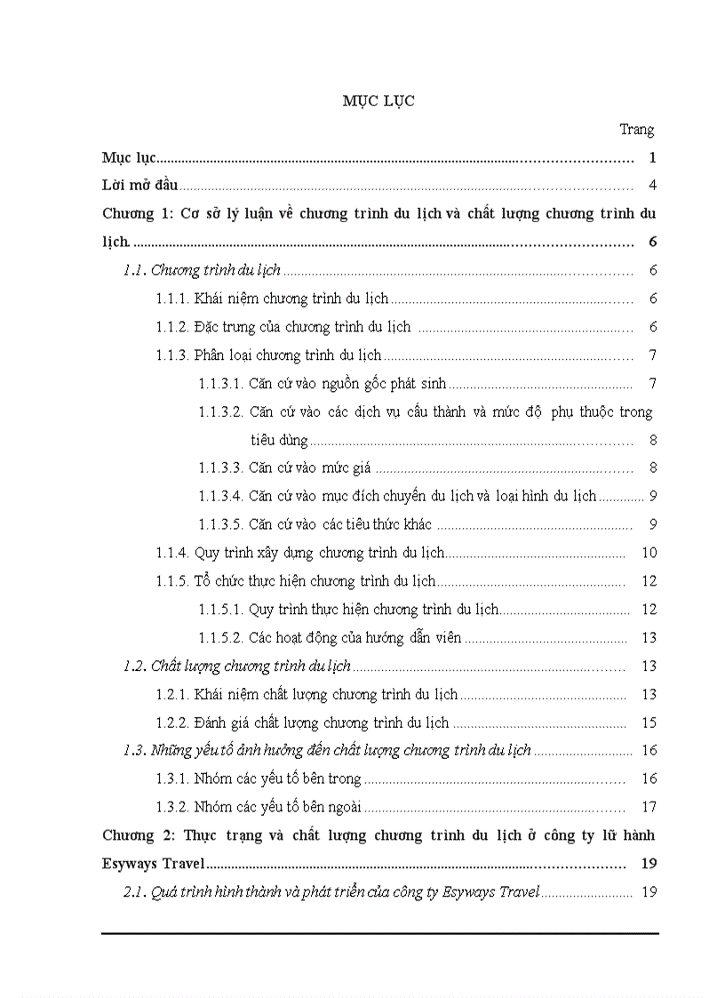 image for page Thực trạng và các giải pháp nhằm nâng cao chất lượng dịch vụ chương trình du lịch tại Công ty thương mại và dịch vụ du lịch Thiên Hà Esy Esyways Travel doc