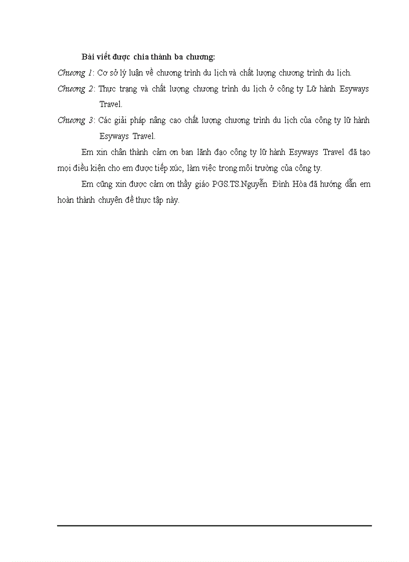 image for page Thực trạng và các giải pháp nhằm nâng cao chất lượng dịch vụ chương trình du lịch tại Công ty thương mại và dịch vụ du lịch Thiên Hà Esy Esyways Travel doc