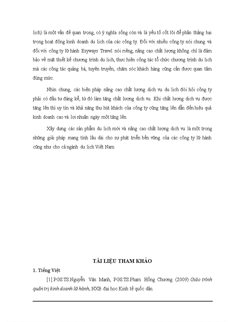 image for page Thực trạng và các giải pháp nhằm nâng cao chất lượng dịch vụ chương trình du lịch tại Công ty thương mại và dịch vụ du lịch Thiên Hà Esy Esyways Travel doc