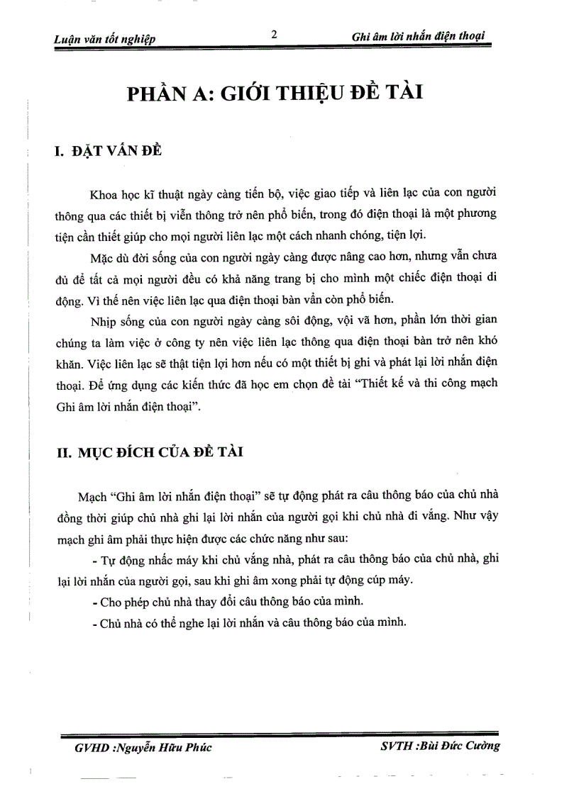 image for page Thiết kế và thi công mạch Ghi âm lời nhắn điện thoại