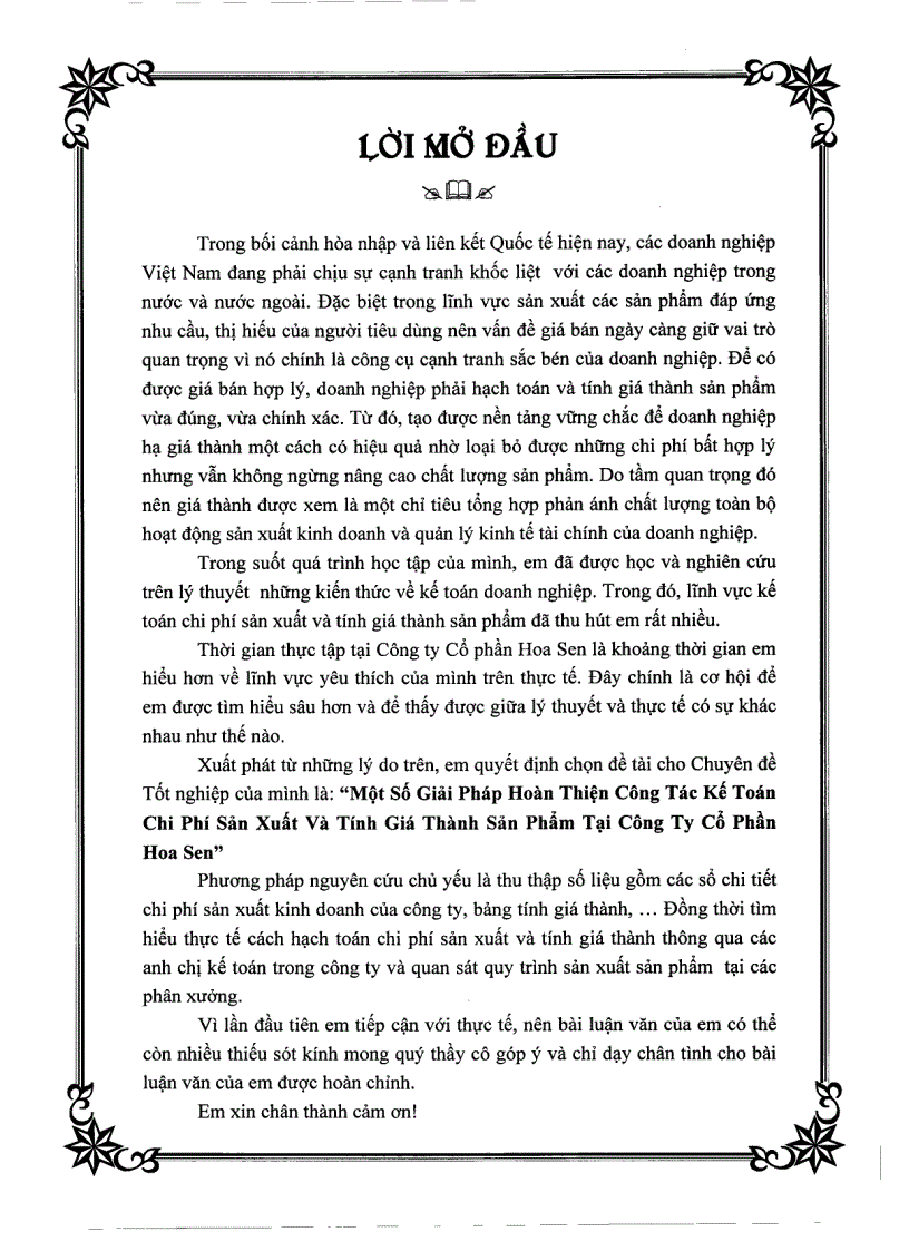 image for page Một số giải pháp nhằm hoàn thiện công tác kế toán chi phí sản xuất và tính giá thành sản phẩm tại công ty cổ phần Hoa Sen