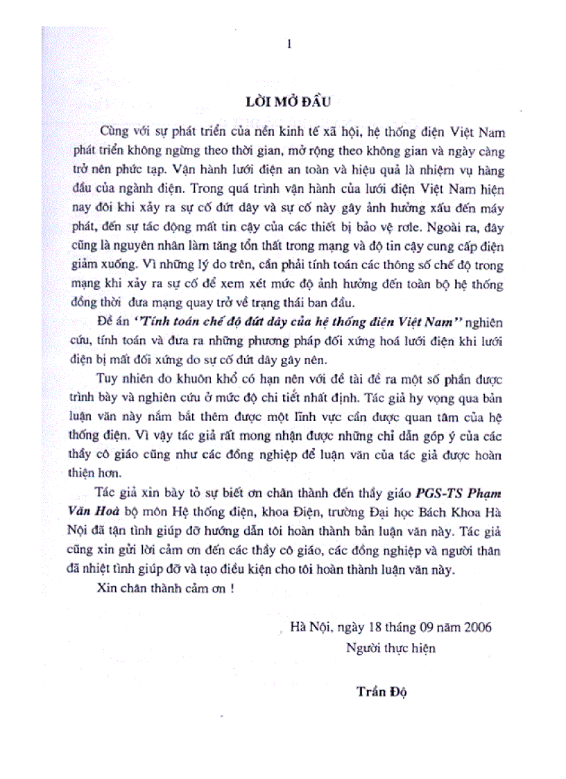 image for page Tính toán chế độ đứt dây của hệ thống điện Việt Nam