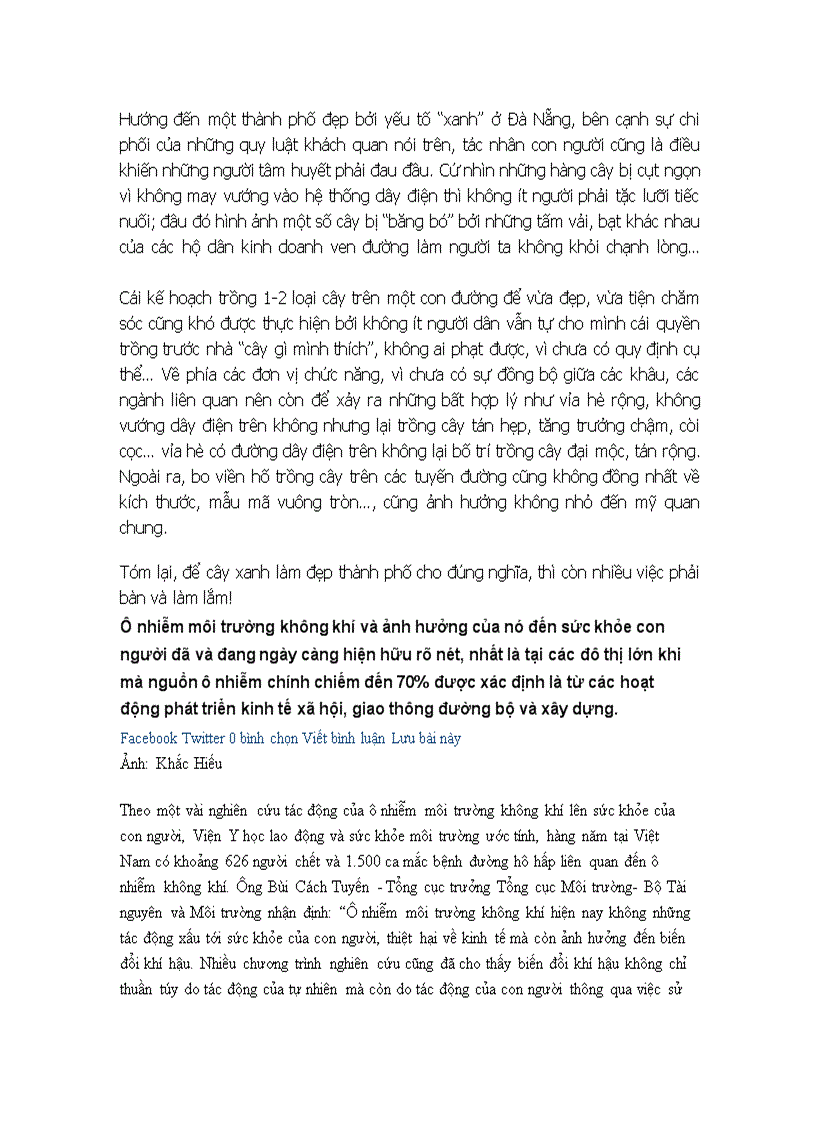 image for page Cây xanh và môi trường đô thị