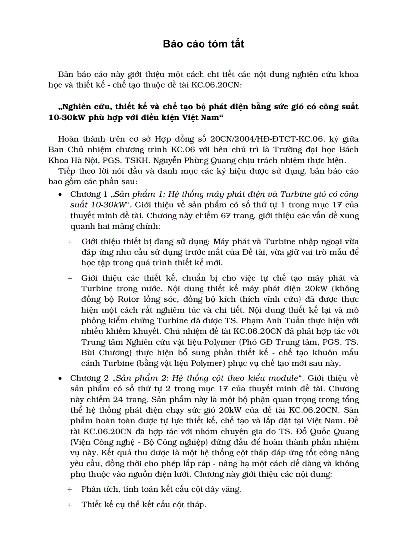 image for page Nghiên cứu thiết kế và chế tạo bộ phát điện bằng sức gió có công suất 10 30KW phù hợp với điều kiện Việt Nam