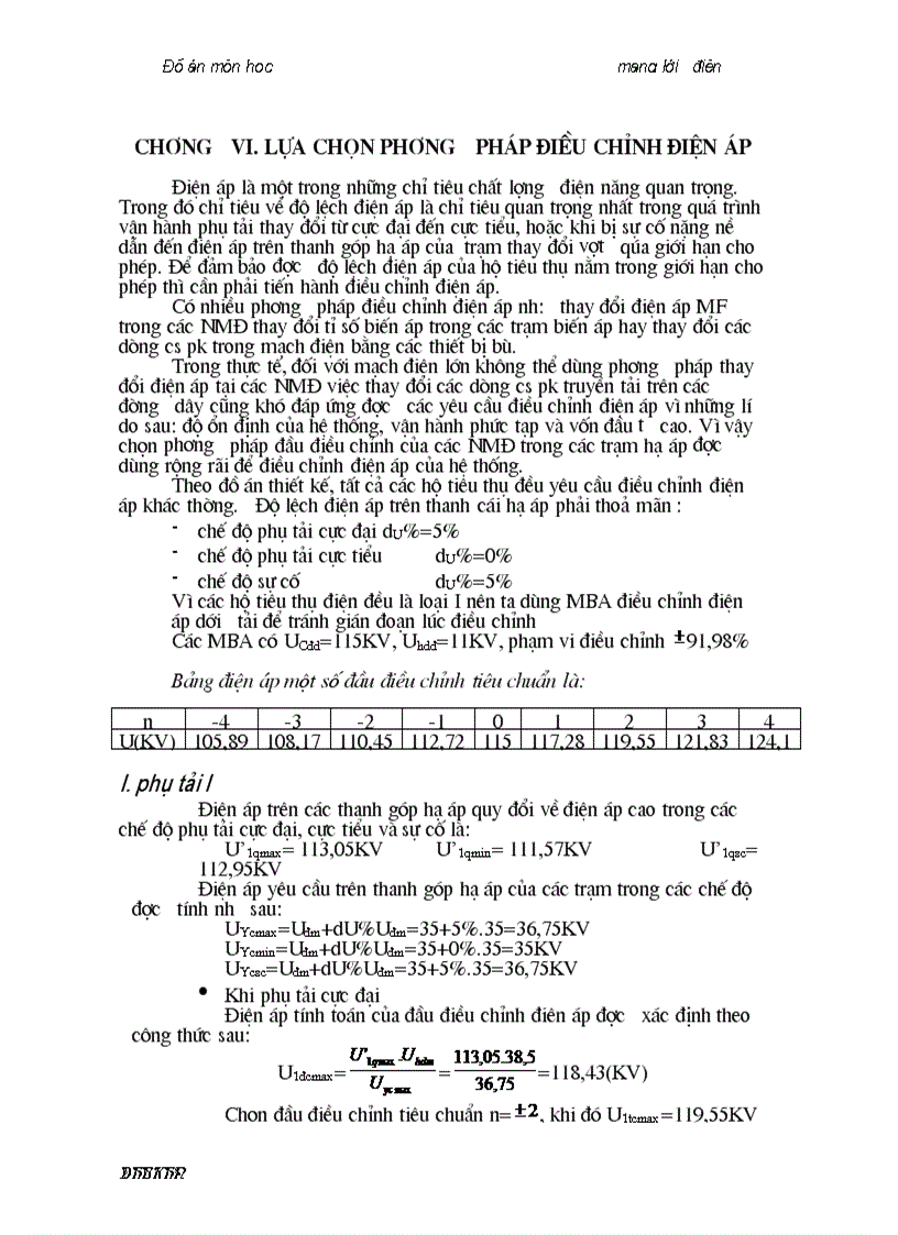 image for page Đồ án thiết kế môn học Mạng Lưới Điện