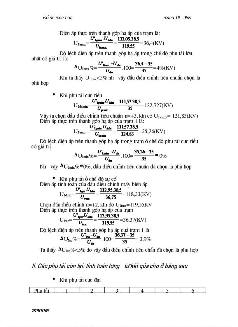 image for page Đồ án thiết kế môn học Mạng Lưới Điện