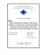 Phân tích tình hình hoạt động tín dụng trung và dài hạn tại Sacombank Cần Thơ