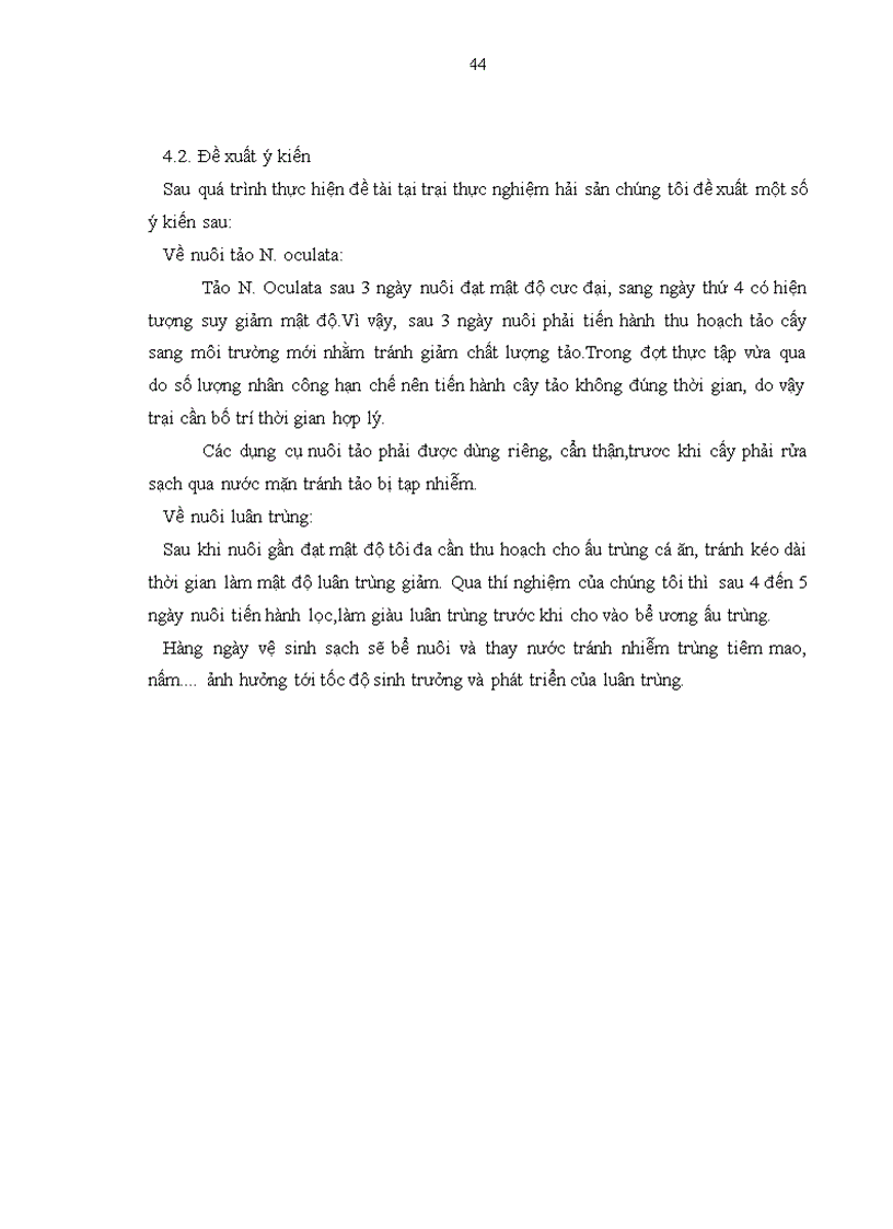 image for page Nuôi thu sinh khối tảo Nannochloropsis oculata và sử dụng các loại thức ăn khác nhau để nuôi luân trùng Brachionus plicatlis làm thức ăn cho ấu trùng cá biển