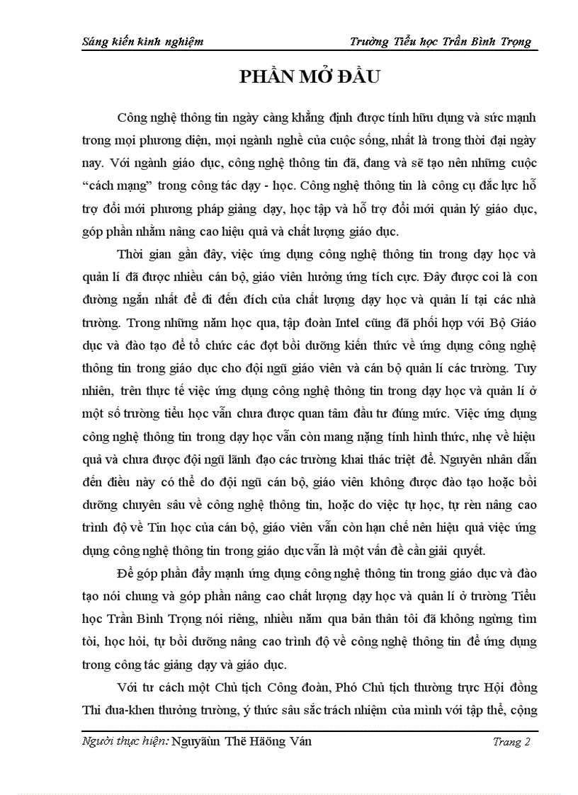 image for page Một số kinh nghiệm hỗ trợ CBGV trường Tiểu học Trần Bình Trọng ứng dụng công nghệ thông tin trong dạy học và quản lí