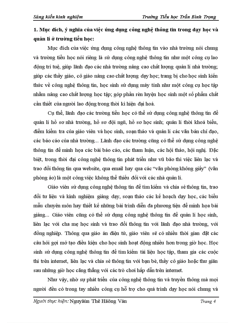 image for page Một số kinh nghiệm hỗ trợ CBGV trường Tiểu học Trần Bình Trọng ứng dụng công nghệ thông tin trong dạy học và quản lí