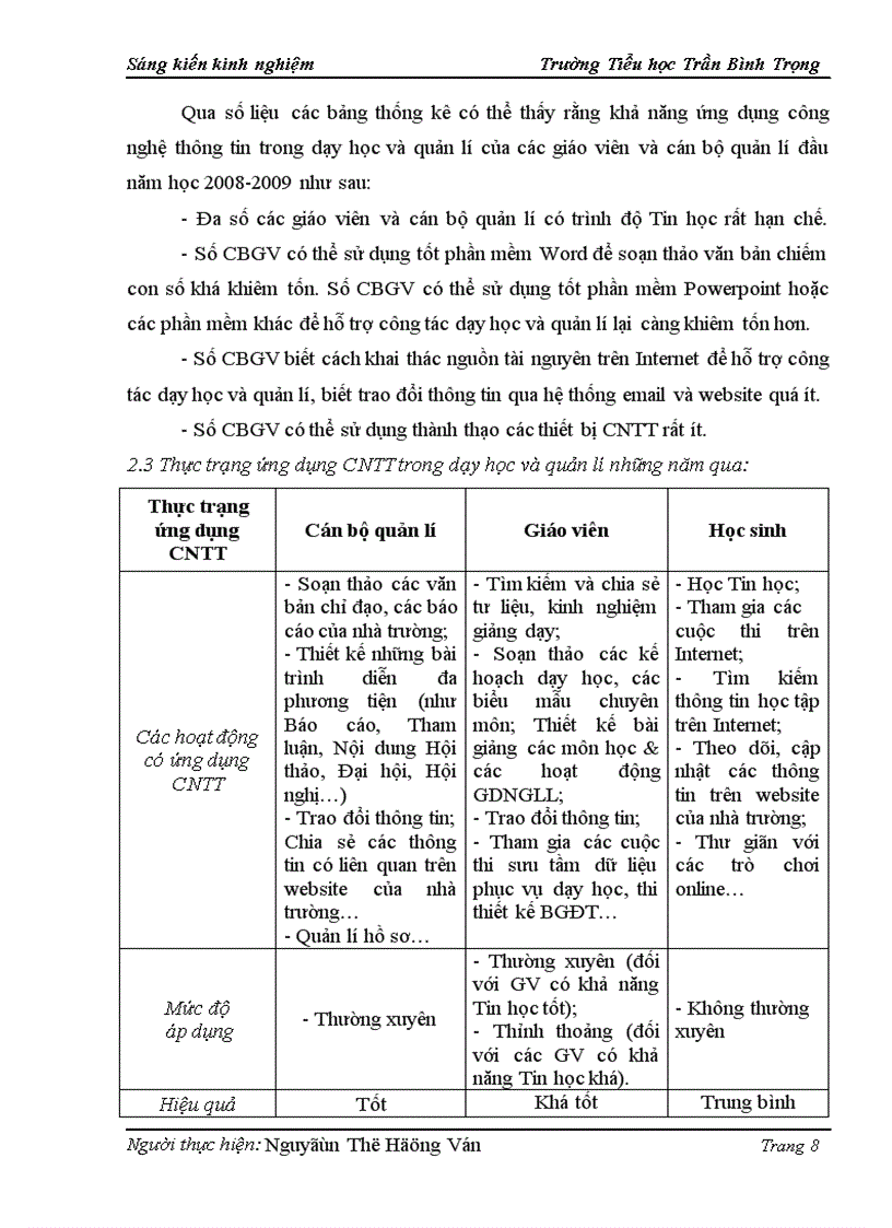 image for page Một số kinh nghiệm hỗ trợ CBGV trường Tiểu học Trần Bình Trọng ứng dụng công nghệ thông tin trong dạy học và quản lí