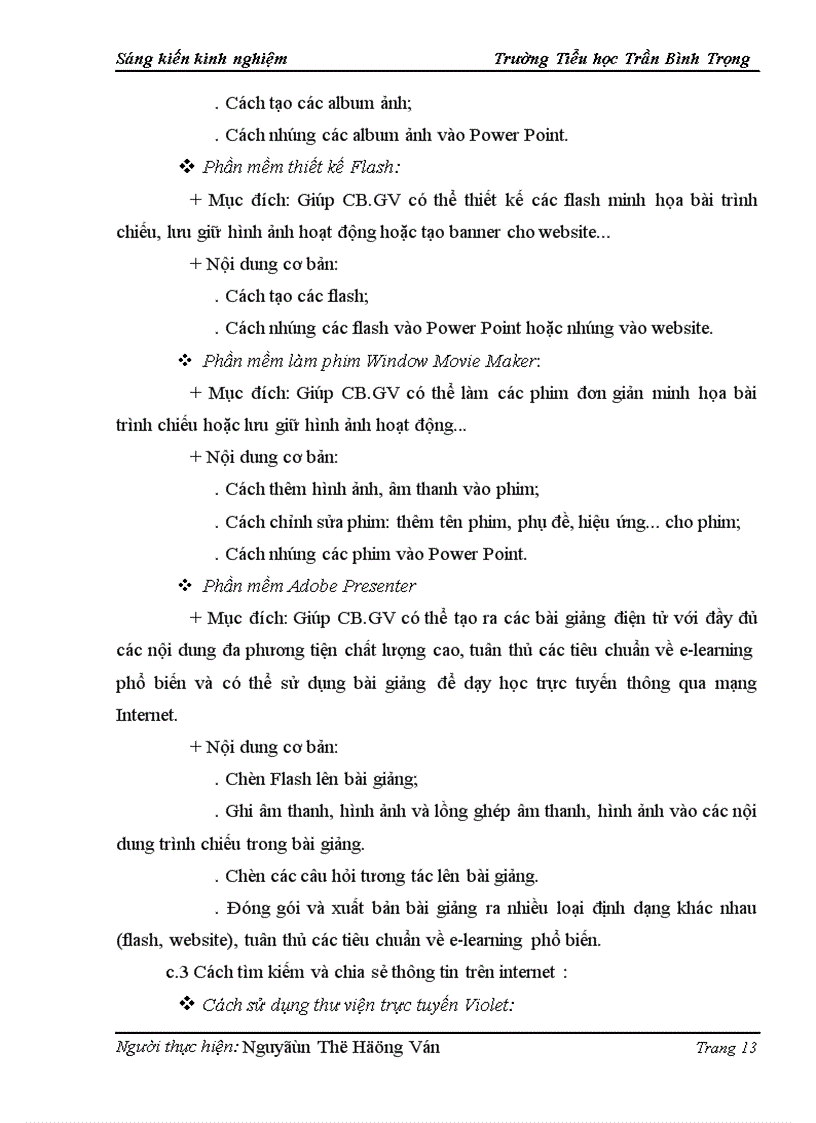 image for page Một số kinh nghiệm hỗ trợ CBGV trường Tiểu học Trần Bình Trọng ứng dụng công nghệ thông tin trong dạy học và quản lí