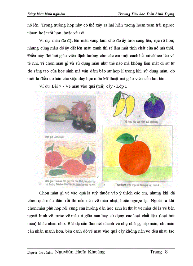 image for page Một vài biện pháp giúp học sinh lớp Một trường Tiểu học Trần Bình Trọng rèn luyện kĩ năng sử dụng màu sắc phù hợp khi học môn Mĩ thuật