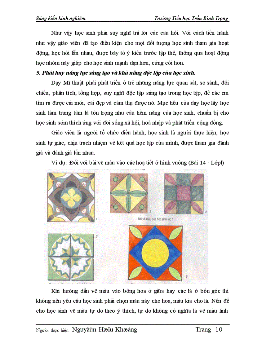 image for page Một vài biện pháp giúp học sinh lớp Một trường Tiểu học Trần Bình Trọng rèn luyện kĩ năng sử dụng màu sắc phù hợp khi học môn Mĩ thuật