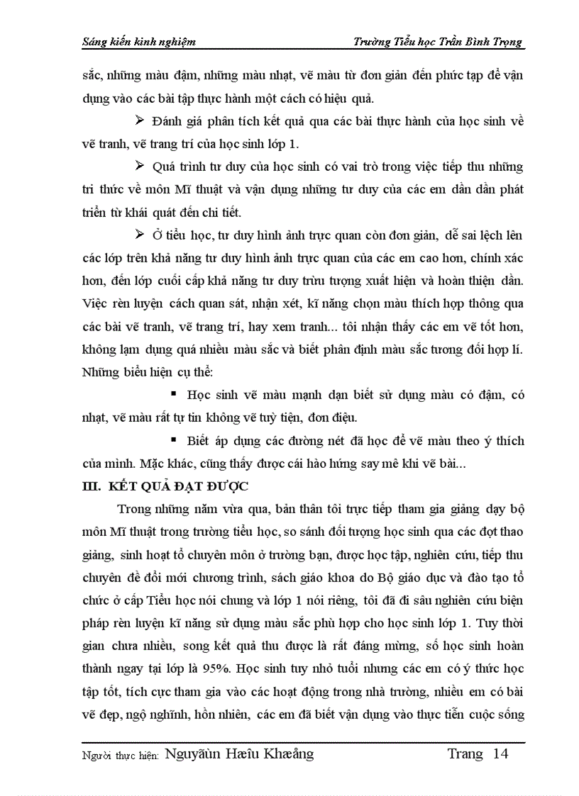 image for page Một vài biện pháp giúp học sinh lớp Một trường Tiểu học Trần Bình Trọng rèn luyện kĩ năng sử dụng màu sắc phù hợp khi học môn Mĩ thuật