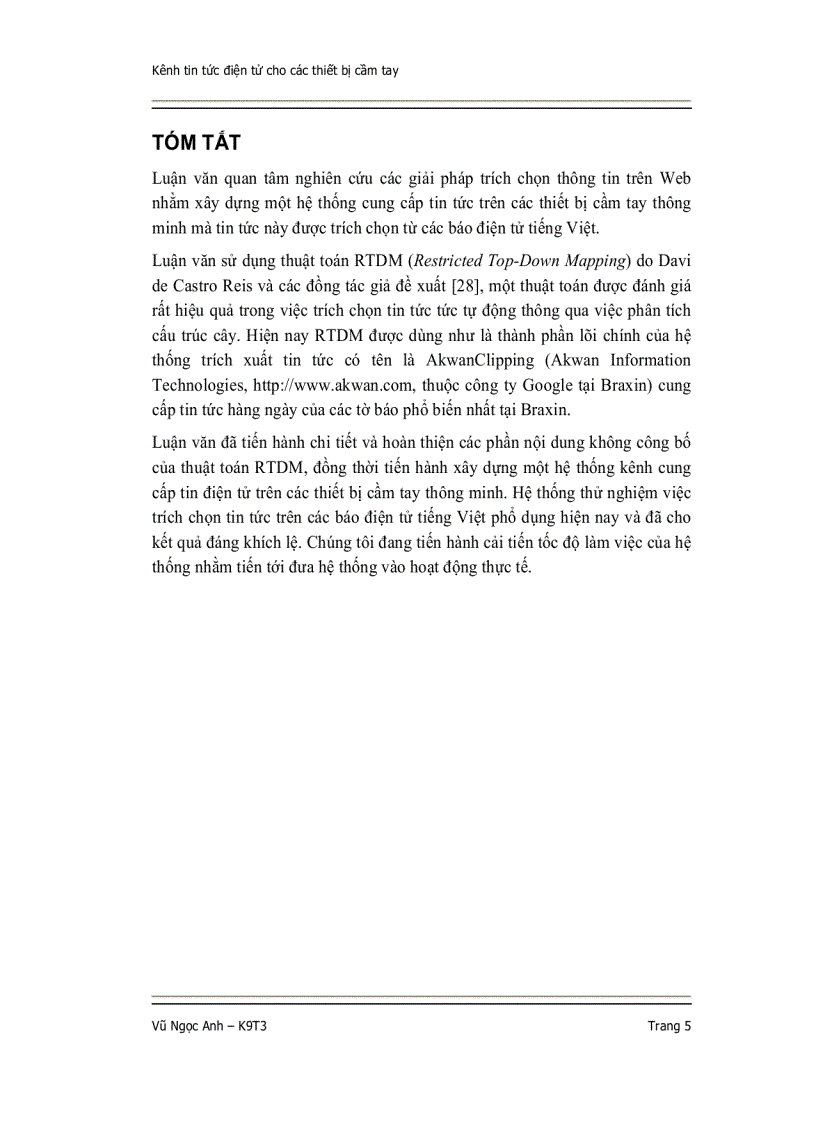 image for page Nghiên cứu công nghệ khai phá dữ liệu văn bản áp dụng cho các trang tin tức trên các thiết bị cầm tay pdas smartphones