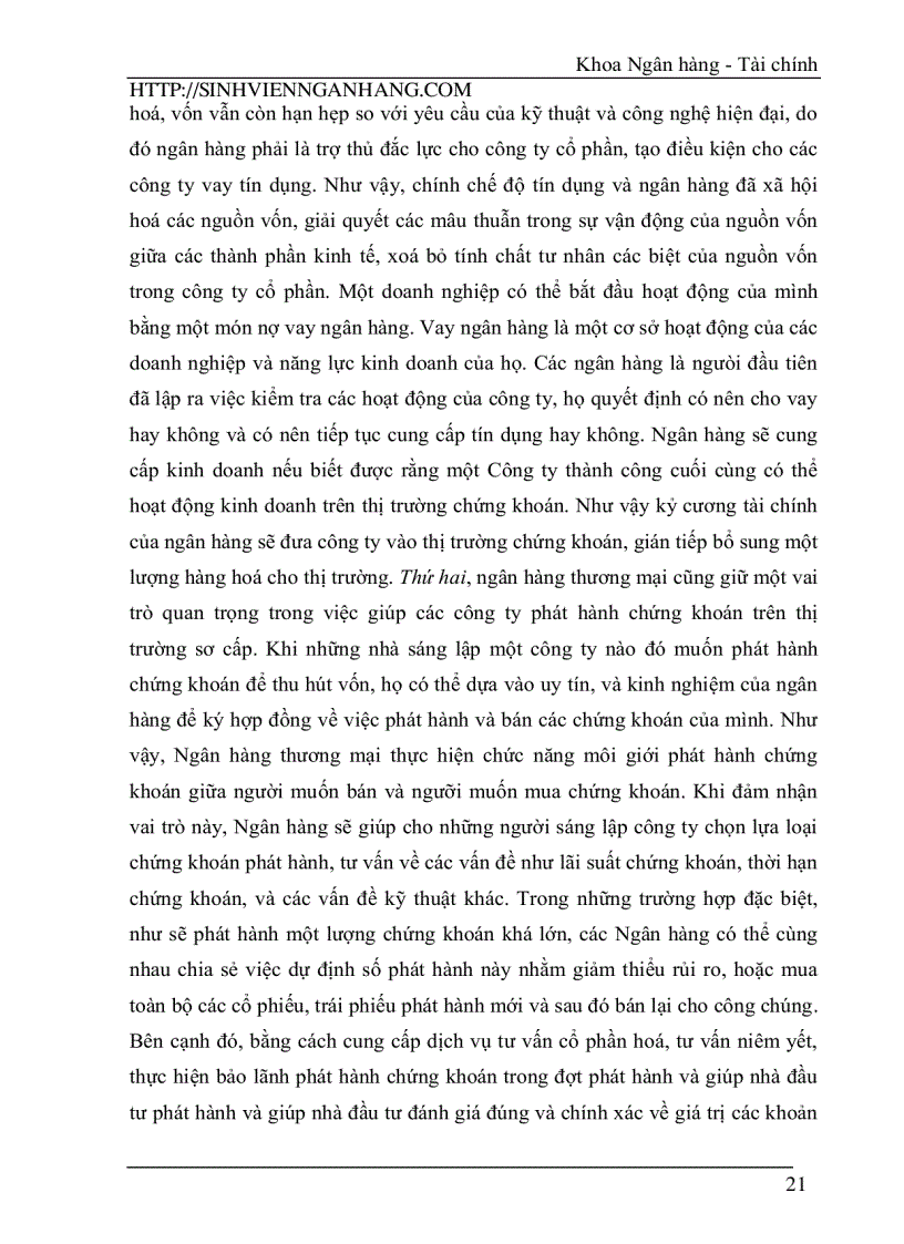 image for page Phát huy vai trò của Ngân hàng thương mại đối với sự phát triển của thị trường chứng khoán Việt Nam