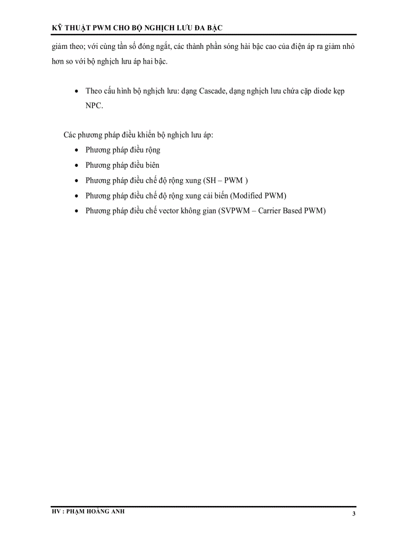 Kỹ thuật pwm cho bộ nghịch lưu đa bậc