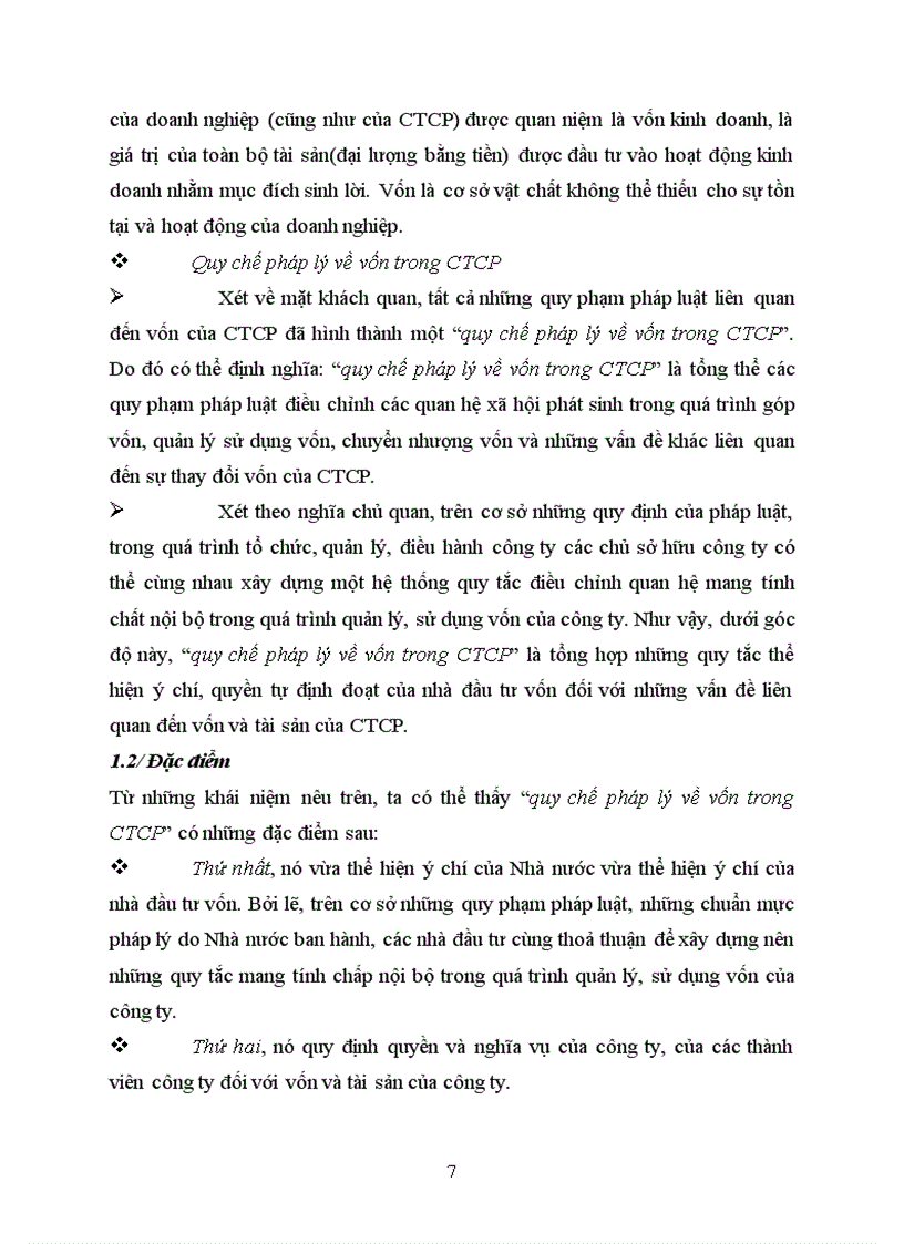 image for page Bài tập học kỳ Quy chế pháp lý về vốn trong công ty cổ phần