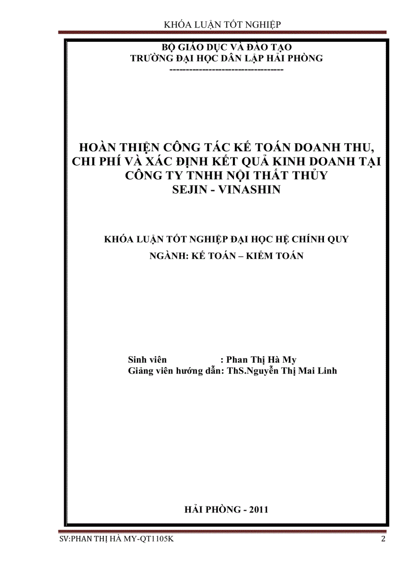 image for page Hoàn thiện công tác kế toán doanh thu chi phí và xác định kết quả kinh doanh tại công ty TNHH nội thất Thủy Sejin Vinashin