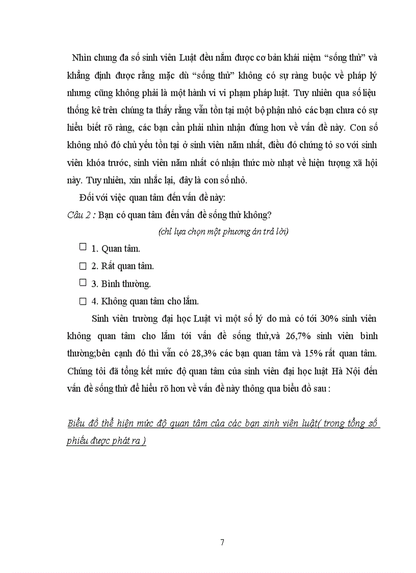 Bài tập xã hội Tìm hiểu quan niệm về sống thử của sinh viên Trường Đại học Luật Hà Nội
