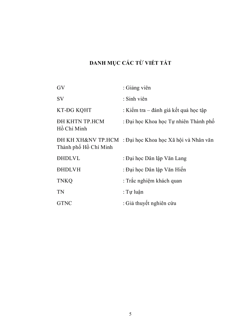 image for page Ảnh hưởng của kiểm tra đánh giá kết quả học tập đến phương pháp học của sinh viên ở một số trường đại học trên địa bàn TP HCM